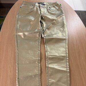 Boston Proper Sparkly Green Pants Size 6 Cotton Polyester Blend Zip Fly Pockets